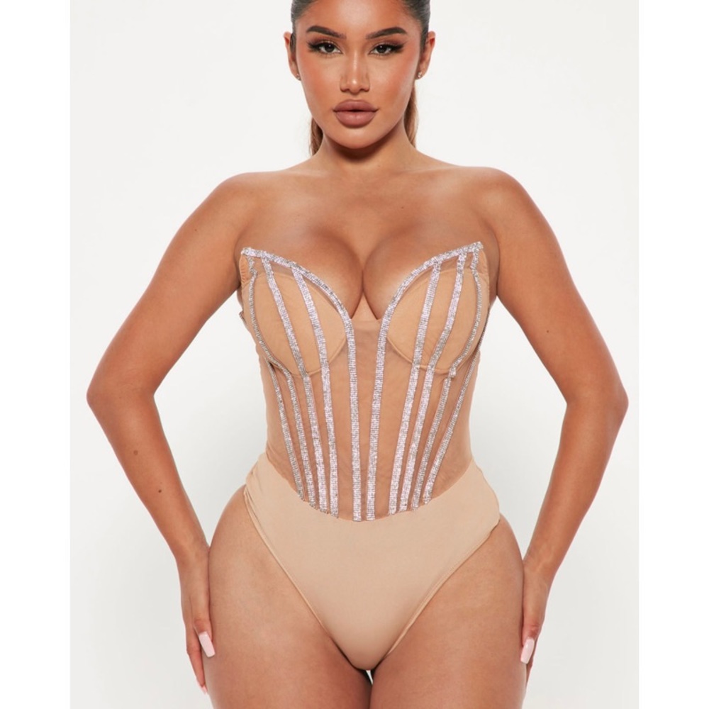 Embellished rhinestone bodysuit